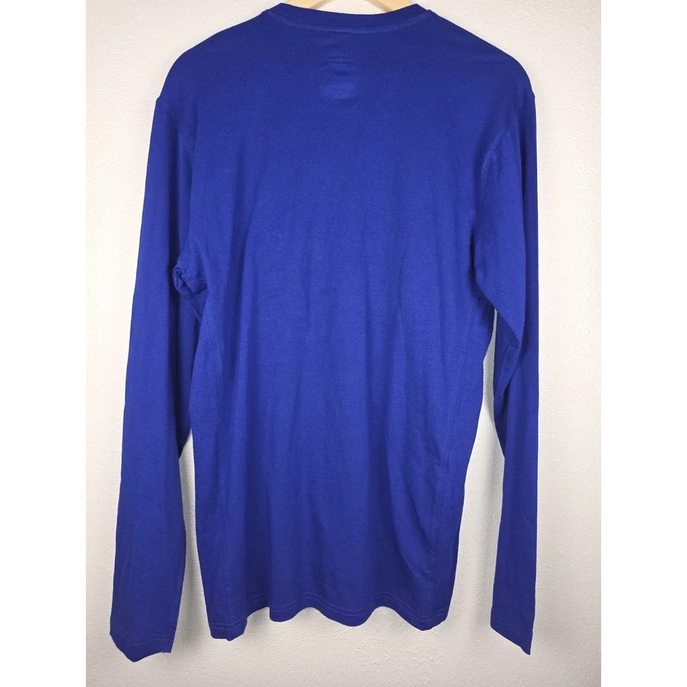 Polo Ralph Lauren Sleep Shirt Blue Orange Stitch Cotton Men's Large Long Sleeve
